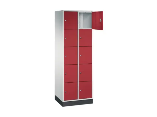 lockerkast,RAL 7035/RAL 3003,HxBxD 1950x620x500mm,2x5vakken,cil.-slot