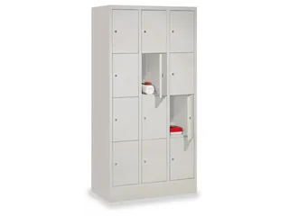 lockerkast,HxBxD 1850x900x500mm,3x4vakken,RAL7035,front RAL5010 - 1