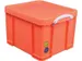 Boîte de rangement 35 Litres Orange Néon + poignées