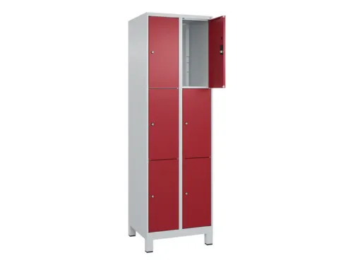lockerkast,HxBxD 1950x600x500mm,2x3vakken,vak B 300mm,cil.-slot,voeten