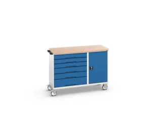 montagetafel 980x1300x600mm multiplexblad 6 laden kast front RAL5010 - 1