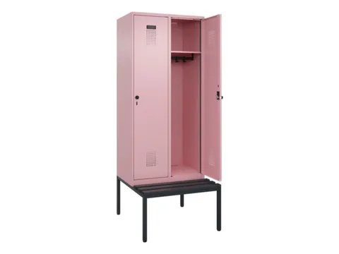 locker met bank,HxBxD 2120x800x815mm,2vak,vak B 400mm,draaigrendel