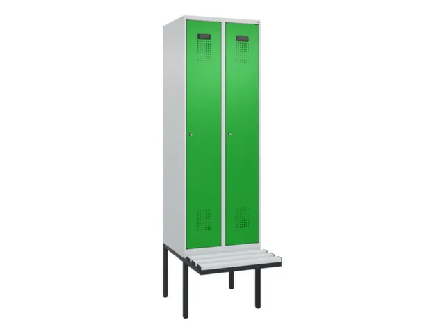 locker met bank,voor scheiding van kleding,HxBxD 2120x600x815mm,2vak