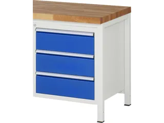 laden-onderbouw,v. werkbank,HxBxD 620x580x650mm,3lade(n),romp RAL7035 - 1