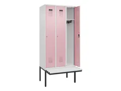 locker met bank,HxBxD 2120x900x815mm,3vak,vak B 300mm,cilinderslot