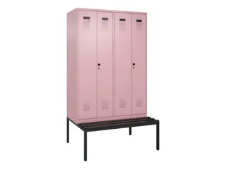 PBM-locker met bank,HxBxD 2120x1200x815mm,4vak,vak B 300mm - 2