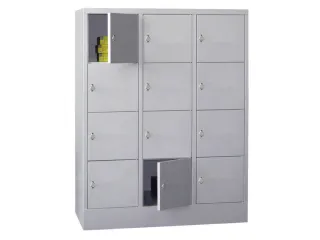 lockerkast,HxBxD 1518x1200x500mm,3x4vakken,RAL7035,front RAL7035 - 1