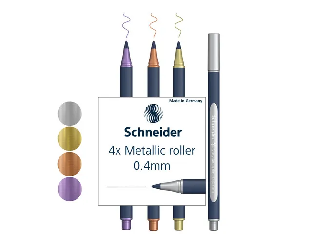Metallic rollerball Schneider Paint-It 050 0.4mm etui 4 stuks