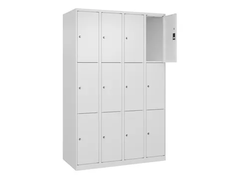lockerkast,HxBxD 1850x1200x500mm,4x3vakken,vak B 300mm,cil.-slot