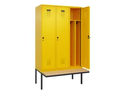 locker met bank,voor scheiding van kleding,HxBxD 2120x1200x815mm,3vak