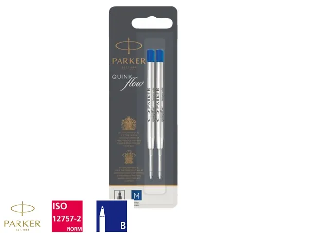 Balpenvulling Parker Quink breed blauw breed blister à 1 stuk