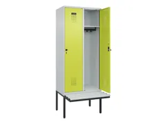 locker met bank,HxBxD 2120x800x815mm,2vak,vak B 400mm,draaigrendel