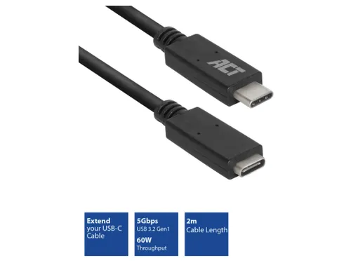 Kabel ACT USB 3.0 to USB-C verlengkabel 2m