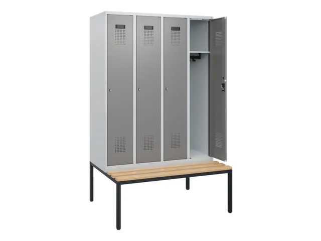 locker met bank,HxBxD 1950x1200x815mm,4vak,vak B 300mm,cilinderslot