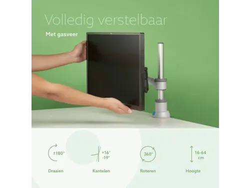 Circulaire Enkele Monitorarm Bureaubevestiging gasveer Zwart Zilver