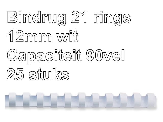 Bindrug Fellowes 12mm 21-Rings A4 Wit 25 Stuks | FellowesInbindmachine.nl