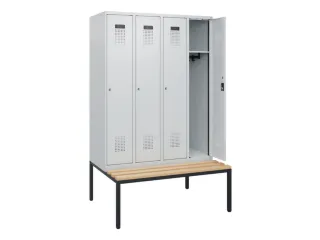 locker met bank,HxBxD 1950x1200x815mm,4vak,vak B 300mm,cilinderslot - 1