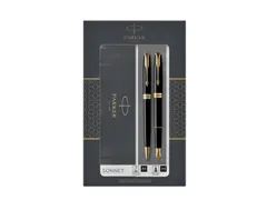 Stylo bille et stylo plume Parker Sonnet Black Lacquer GT Medium