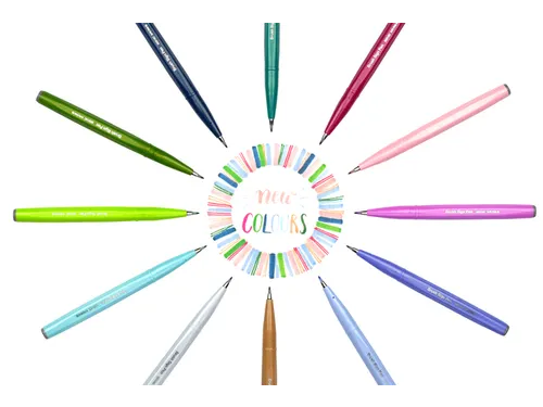 Brushpen Pentel Sign SES15C etui à 12 pastelkleuren