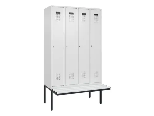 locker met bank,voor scheiding van kleding,HxBxD 2120x1200x815mm,4vak