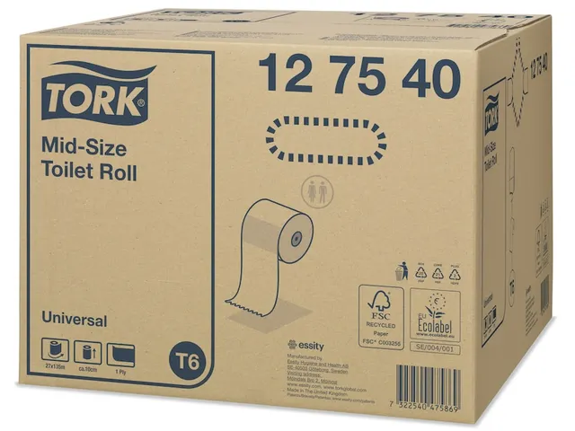 Tork Universal Compact Toiletrol 1-Laags 135 Meter T6 Recycled Wit