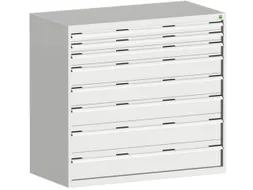 ladekast 1200x1300x650mm 8laden zware lasten RAL7035 front RAL7035
