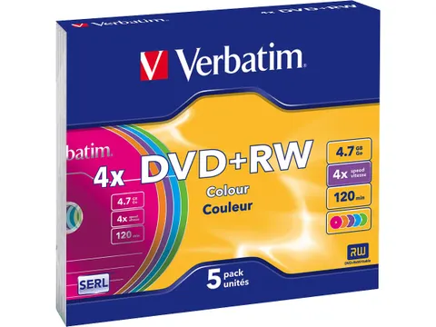 DVD+RW 4.7GB 4x 5 Stuks