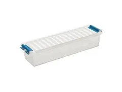 Boîte de rangement Q-line 0,9 L bleu transparent - 27 x 8,6 x 6,2 cm