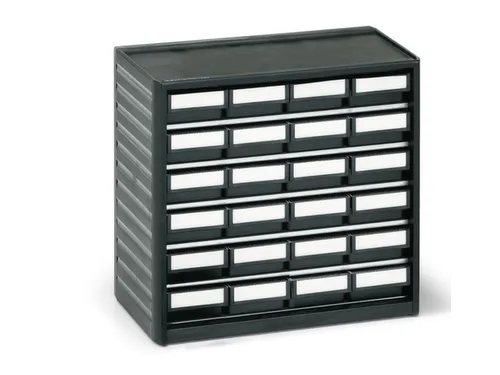 ESD-assortimentskast,HxBxD 290x310x180mm,24lade(n),laden zwart