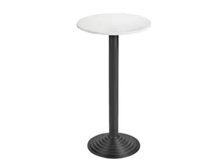 Statafel Gietijzer H 110cm Blad Ø 60cm Lichtgrijs Onderstel Zwart - 1