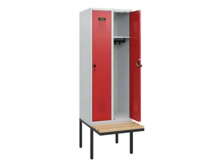 locker met bank,HxBxD 1950x600x815mm,2vak,vak B 300mm,draaigrendel - 1