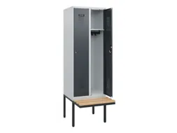 locker met bank,HxBxD 1950x600x815mm,2vak,vak B 300mm,cilinderslot