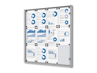 Binnenvitrine Vergrendelbaar Magneethoudend Indoor 12xA4 Zilver - 1