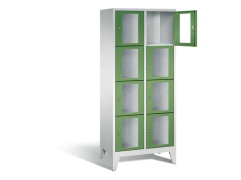 Lockerkast 1850x810x500mm 2x4 vakken Cilinderslot Poten, RAL6011