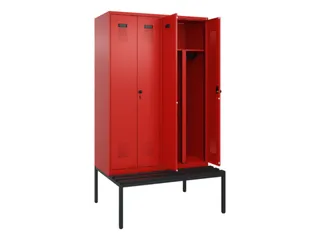PBM-locker met bank,HxBxD 2120x1200x815mm,4vak,vak B 300mm - 1
