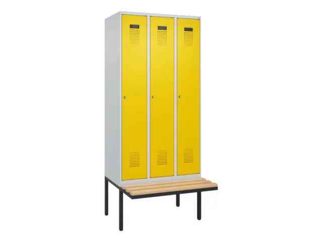 locker met bank,voor scheiding van kleding,HxBxD 2120x900x815mm,3vak