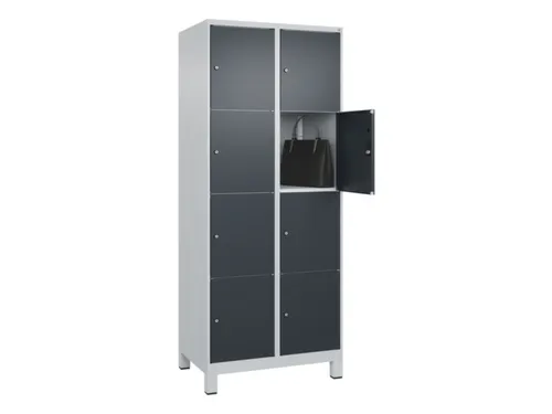 lockerkast,HxBxD 1950x800x500mm,2x4vakken,vak B 400mm,cil.-slot,voeten