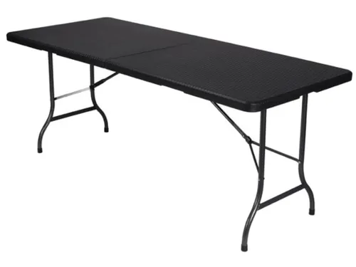 Klaptafel weerbestendige vouwtafel Rotanlook Zwart 180x75x72cm