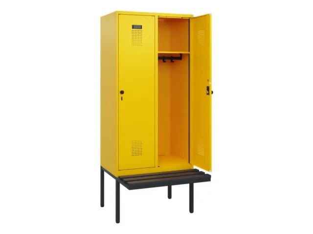 locker met bank,HxBxD 1950x800x815mm,2vak,vak B 400mm,draaigrendel