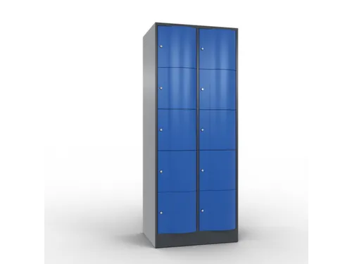 lockerkast,HxBxD 1950x770x640mm,2x5vakken,romp RAL7021,front RAL5010