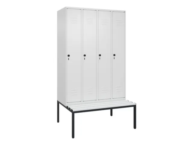 locker met bank,HxBxD 2120x1200x815mm,4vak,vak B 300mm,draaigrendel