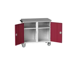 montagetafel 980x1050x600mm linoleumblad 2 kasten front RAL3004