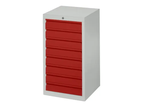 ladekast,HxBxD 900x500x500mm,8lade(n),cil.-slot,RAL7035,front RAL3000