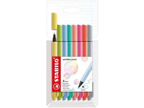 Viltstift STABILO pointMax 488/8 medium assorti pastel etui à 8 stuks