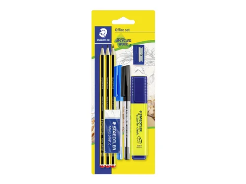 Schrijfset Staedtler 3 Noris potl HB-2 balpennen-markeerst-gum-slijper