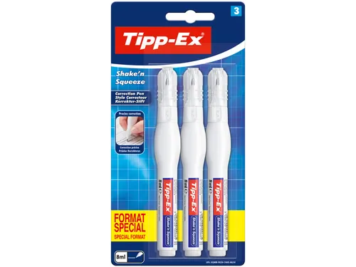 Correctiepen Tipp-ex Shake 'n Squeeze 8ml blister à 3 stuks