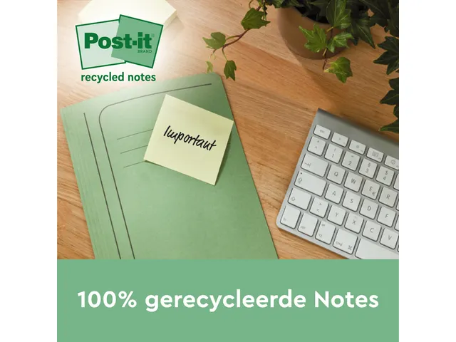 Memoblok Post-it 654 RSS12CY 76x76mm geel 14+4 gratis