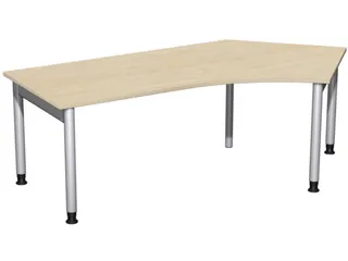 In hoogte verstelbaar hoekbureau 680-800x2166x1130mm esdoorn zilver - 1