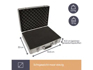 Aluminium Gereedschapskoffer Plukschuim sleutelslot 455x330x152mm - 4