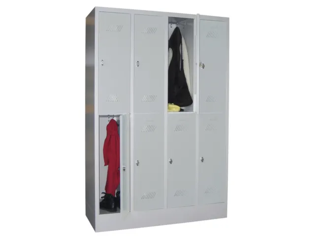 Garderobekast HxBxD 1850x1230x500mm 4x2 Vakken Klinksluiting Sokkel